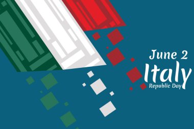 2 Haziran, Cumhuriyet Günü. Mutlu İtalya Cumhuriyet Günü Kutlama kartı, poster ve pankarta uygun.