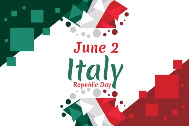 2 Haziran, Cumhuriyet Günü. Mutlu İtalya Cumhuriyet Günü Kutlama kartı, poster ve pankarta uygun.