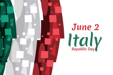 2 Haziran, Cumhuriyet Günü. Mutlu İtalya Cumhuriyet Günü Kutlama kartı, poster ve pankarta uygun.