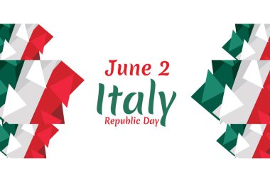 2 Haziran, Cumhuriyet Günü. Mutlu İtalya Cumhuriyet Günü Kutlama kartı, poster ve pankarta uygun.