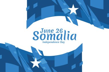 26 Haziran, Somali vektör illüstrasyonunun bağımsızlık günü. Tebrik kartı, poster ve afiş için uygun 
