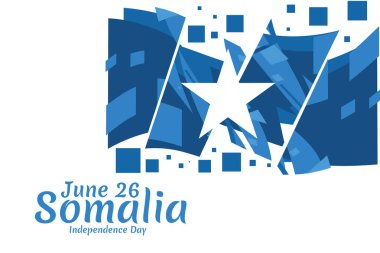 26 Haziran, Somali vektör illüstrasyonunun bağımsızlık günü. Tebrik kartı, poster ve afiş için uygun 