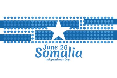 26 Haziran, Somali vektör illüstrasyonunun bağımsızlık günü. Tebrik kartı, poster ve afiş için uygun 
