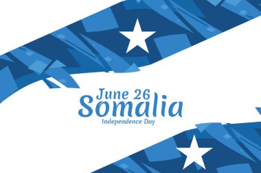 26 Haziran, Somali vektör illüstrasyonunun bağımsızlık günü. Tebrik kartı, poster ve afiş için uygun 
