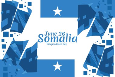 26 Haziran, Somali vektör illüstrasyonunun bağımsızlık günü. Tebrik kartı, poster ve afiş için uygun 