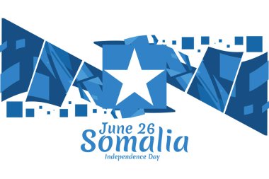 26 Haziran, Somali vektör illüstrasyonunun bağımsızlık günü. Tebrik kartı, poster ve afiş için uygun 