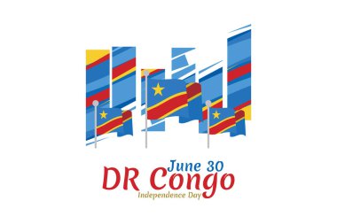 30 Haziran, Demokratik Kongo Cumhuriyeti Bağımsızlık Günü. Tebrik kartı, poster ve afiş için uygun.