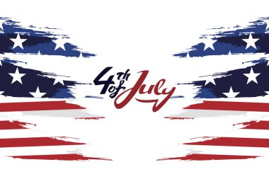 ABD 'nin 4 Temmuz Bağımsızlık Günü. Amerikan bayrağının renkleri özgürlüğü resmediyor. Bağımsızlık günün kutlu olsun vektör çizimi. Tebrik kartı, poster ve afiş için uygun.