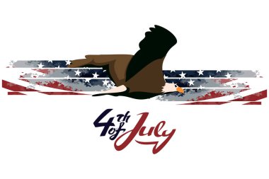 ABD 'nin 4 Temmuz Bağımsızlık Günü. Amerikan bayrağının renkleri özgürlüğü resmediyor. Bağımsızlık günün kutlu olsun vektör çizimi. Tebrik kartı, poster ve afiş için uygun.