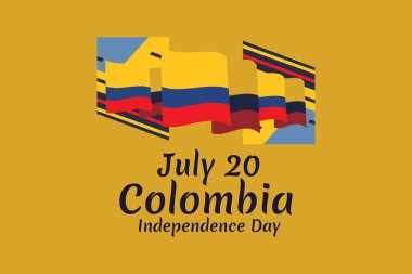 20 Temmuz, Kolombiya vektör illüstrasyonunun bağımsızlık günü. Tebrik kartı, poster ve afiş için uygun. 