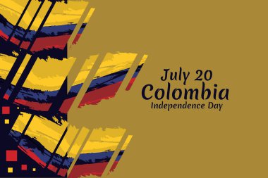 20 Temmuz, Kolombiya vektör illüstrasyonunun bağımsızlık günü. Tebrik kartı, poster ve afiş için uygun. 
