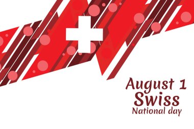 1 Ağustos, İsviçre ulusal gündüz vektör çizimi. Tebrik kartı, poster ve afiş için uygun.