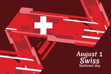 1 Ağustos, İsviçre ulusal gündüz vektör çizimi. Tebrik kartı, poster ve afiş için uygun.