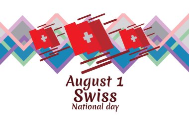 1 Ağustos, İsviçre ulusal gündüz vektör çizimi. Tebrik kartı, poster ve afiş için uygun.