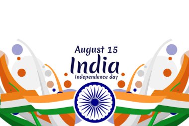 15 Ağustos, Hindistan vektör illüstrasyonunun bağımsızlık günü. Tebrik kartı, poster ve afiş için uygun. 