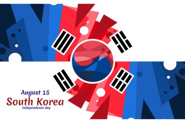 15 Ağustos, Güney Kore vektör illüstrasyonunun bağımsızlık günü. Tebrik kartı, poster ve afiş için uygun. 