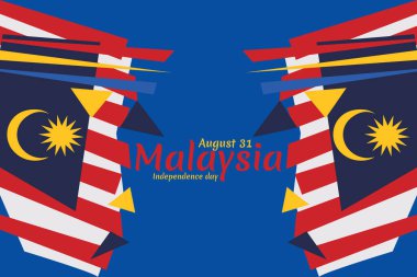 31 Ağustos, Malezya vektör illüstrasyonunun bağımsızlık günü. Tebrik kartı, poster ve afiş için uygun. 
