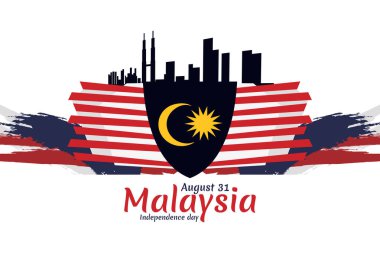 31 Ağustos, Malezya vektör illüstrasyonunun bağımsızlık günü. Tebrik kartı, poster ve afiş için uygun. 