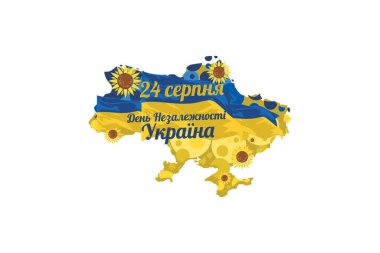Çeviri: 24 Ağustos, Ukrayna 'nın Bağımsızlık Günü. Bağımsızlık Günü vektör illüstrasyonunuz kutlu olsun. Tebrik kartı, poster ve afiş için uygun.