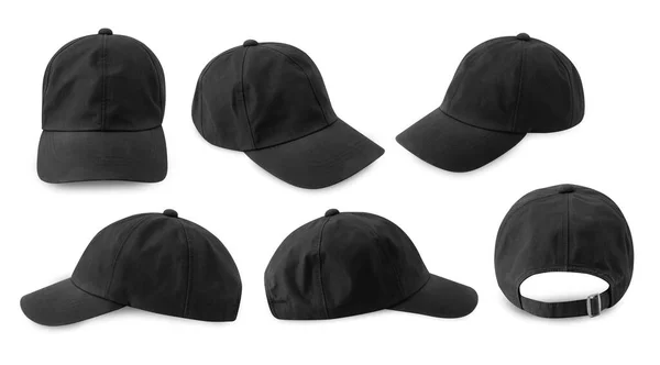 Kırpma Yolu Ile Beyaz Arkaplanda Izole Edilmiş Siyah Beyzbol Şapkası — Stok fotoğraf