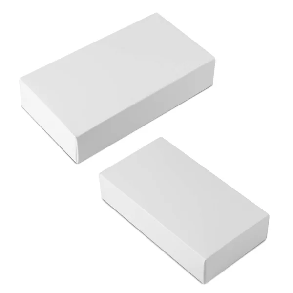 Set White Box Mockup Isolated White Background Clipping Path — Stock Photo, Image