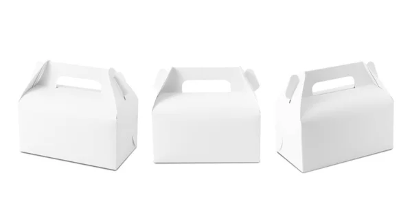 一组白色食物盒模型 在白色背景上隔离 有剪切路径 — 图库照片