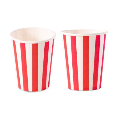 Set of Red party cup isolated on white background with clipping path.
