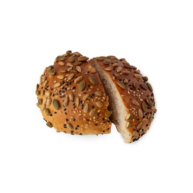 Multigrain bread isolated on white background with clipping path.