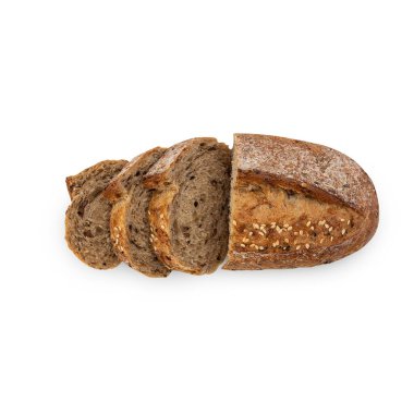 Multigrain bread isolated on white background with clipping path.