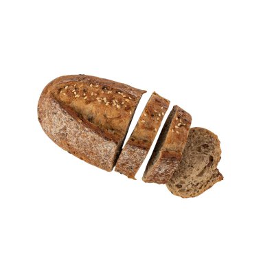 Multigrain bread isolated on white background with clipping path.