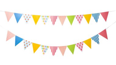 Kağıt Partisi bayrakları kırpma yolu olan beyaz arkaplanda izole edildi.