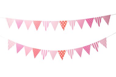 Kağıt Partisi bayrakları kırpma yolu olan beyaz arkaplanda izole edildi.