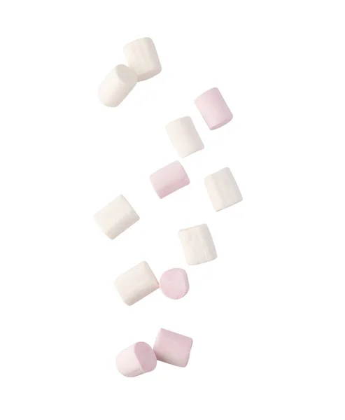 Düşen Marshmallow Kırpma Yolu Ile Beyaz Arkaplanda Izole — Stok fotoğraf