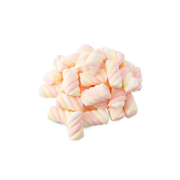 Marshmallow Gökkuşağı Bükülmesi Kırpma Yolu Ile Beyaz Arkaplanda Izole — Stok fotoğraf
