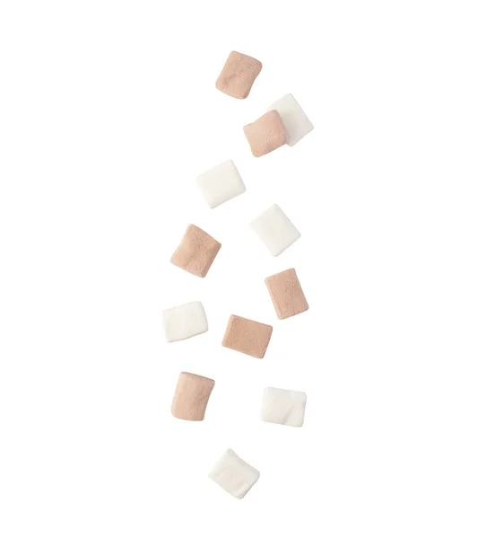 Queda Marshmallow Isolado Fundo Branco Com Caminho Recorte — Fotografia de Stock