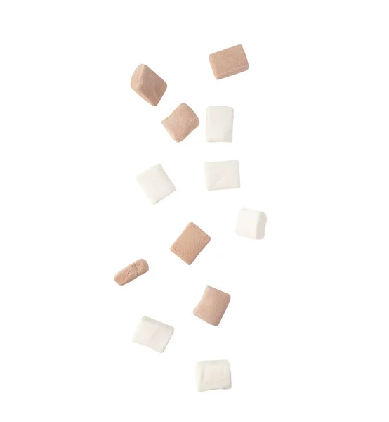 Düşen Marshmallow Kırpma Yolu Ile Beyaz Arkaplanda Izole — Stok fotoğraf