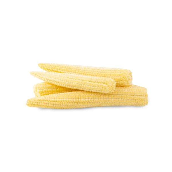 Kukurydza Niemowlęca Izolowana Białym Tle Ścieżką Wycinania — Zdjęcie stockowe