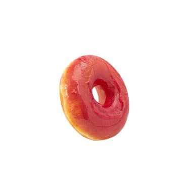 Strawberry donut isolated on white background with clipping path.