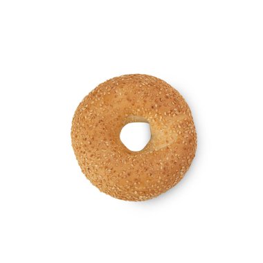 White Sesame Bagel isolated on white background with clipping path.