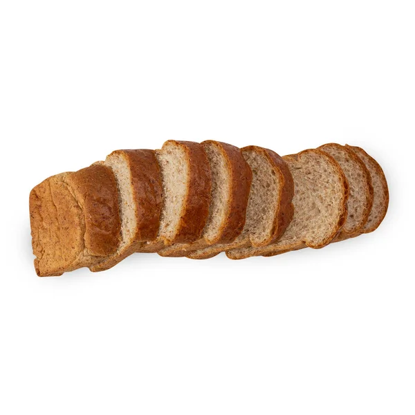 Sliced Whole Wheat Bread Isolated White Background Clipping Path — Fotografia de Stock