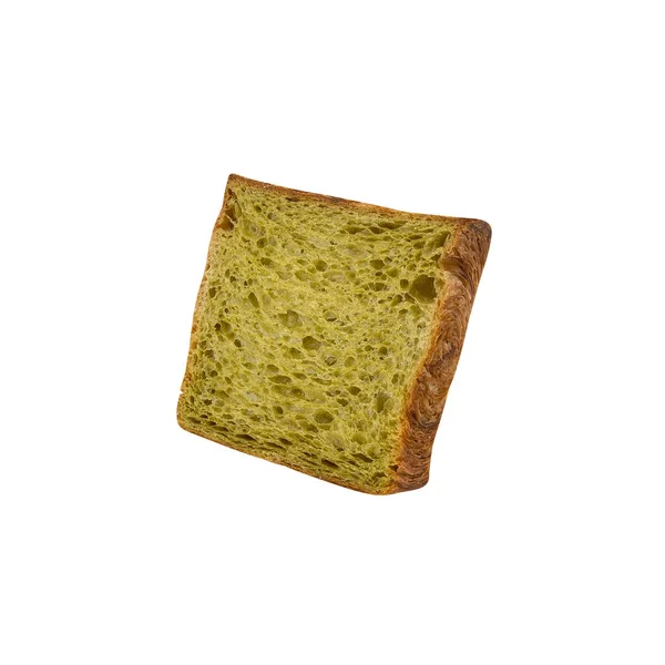 Green Tea Bread Isolated White Background Clipping Path — Stock Photo, Image