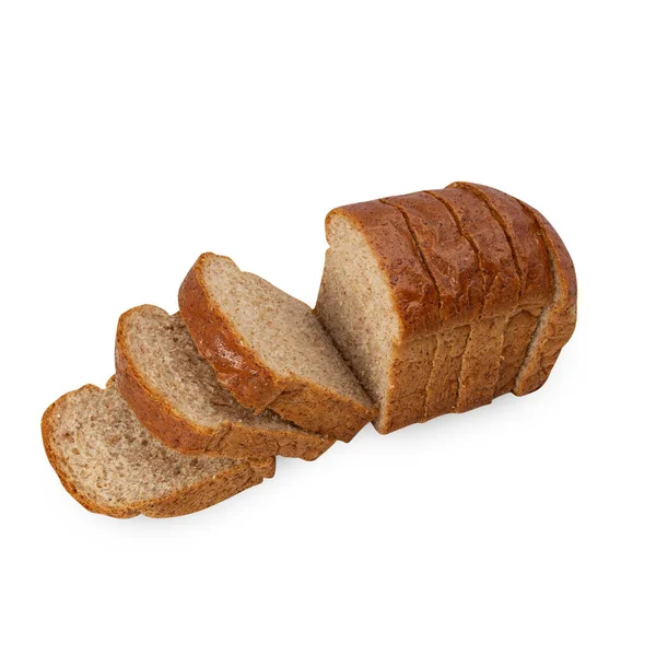 Sliced Whole Wheat Bread Isolated White Background Clipping Path — Stockfoto