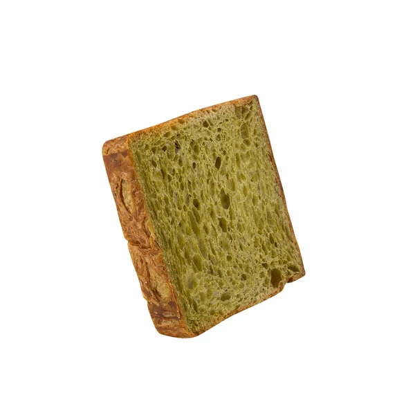 Groene Thee Brood Geïsoleerd Witte Achtergrond Met Clipping Pad — Stockfoto