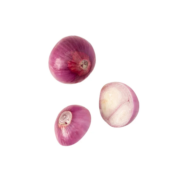 Falling Onion Slice Isoliert Auf Weißem Hintergrund Mit Clipping Pfad — Stockfoto