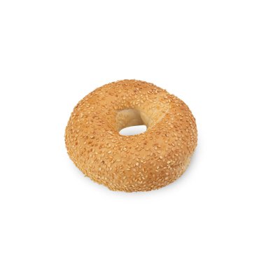 White Sesame Bagel isolated on white background with clipping path.