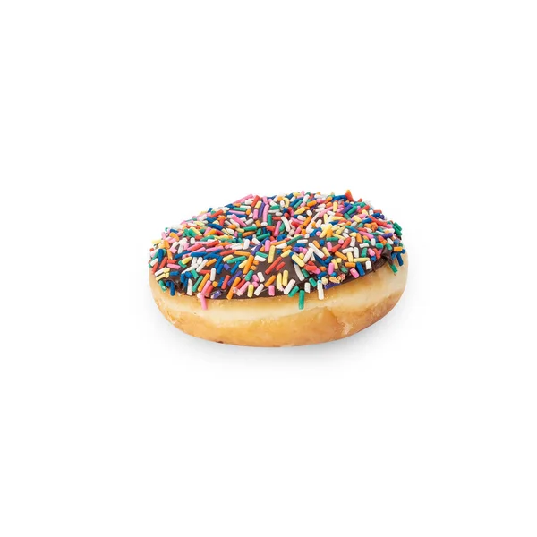 Chocolate Donut Sprinkles Isolated White Background Clipping Path — Stock Photo, Image