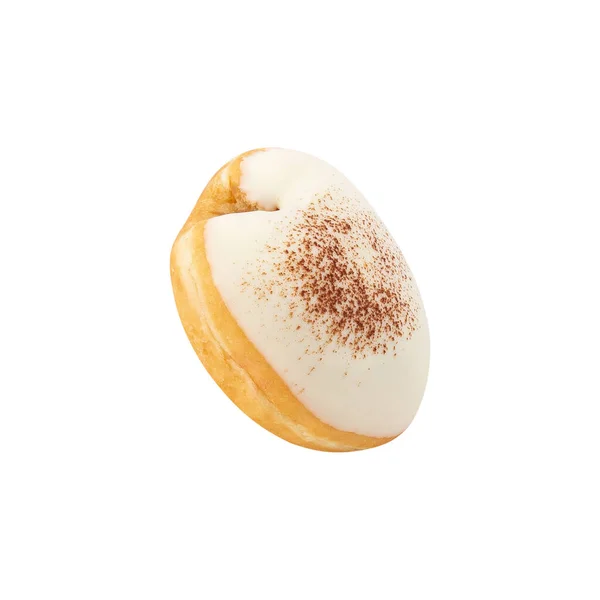 Káva Bílá Čokoláda Kobliha Izolované Bílém Pozadí Výstřižkem Cesta — Stock fotografie