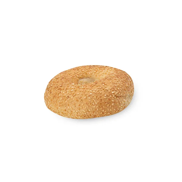 White Sesame Bagel Isolated White Background Clipping Path — Foto de Stock