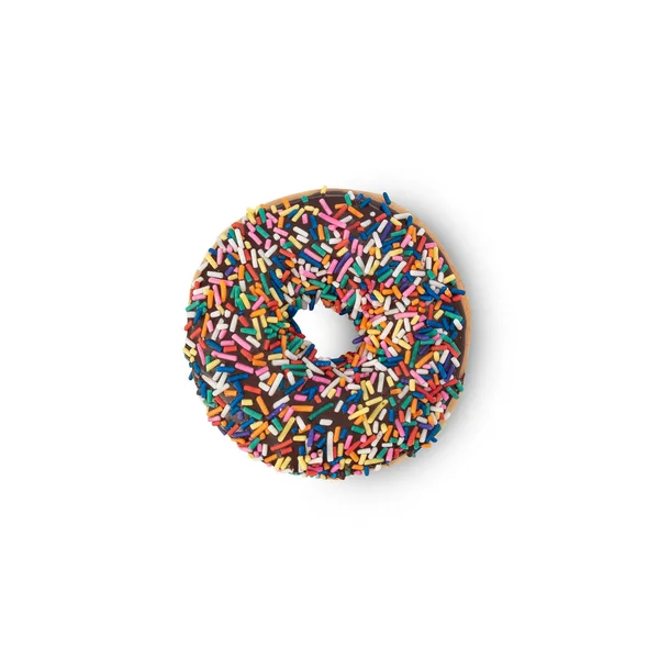 Schokolade Donut Mit Streusel Isoliert Auf Weißem Hintergrund Mit Clipping — Stockfoto