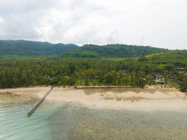 Turkuaz Deniz Suyu Tayland Körfezi Nin Palmiye Ağaçları Ile Güzel — Stok fotoğraf